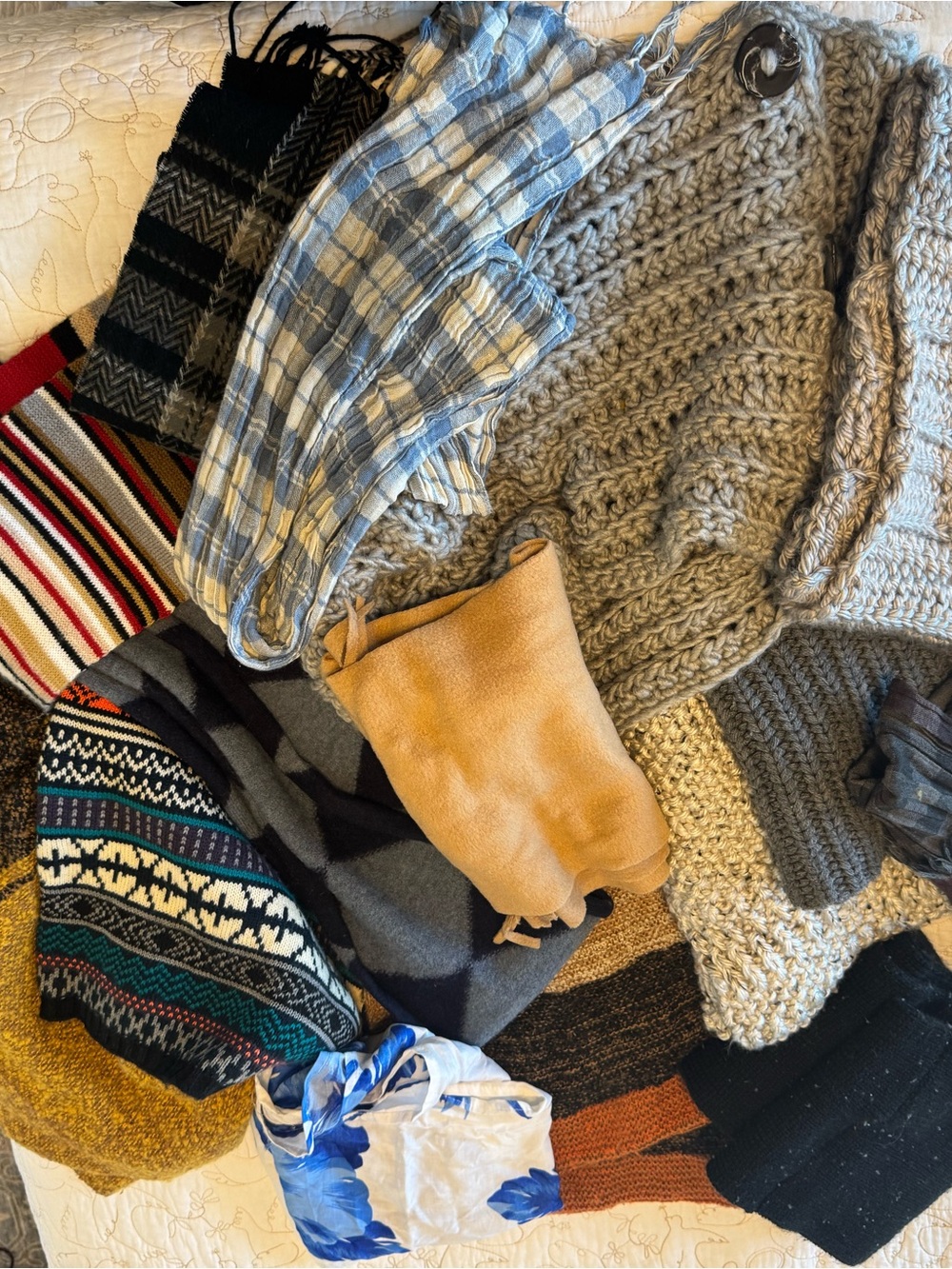 Collection of 13 scarves